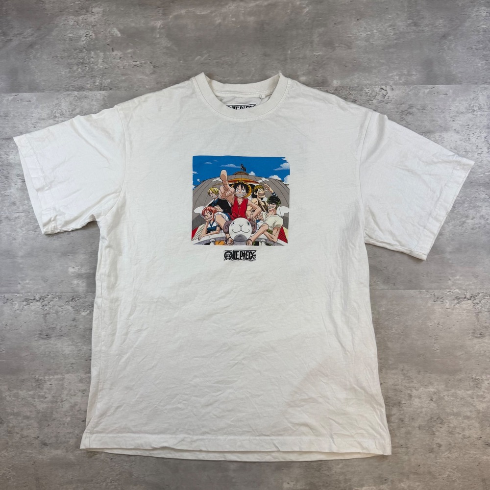 Pull&Bear One Piece Anime Graphic T-Shirt Mens Large White Luffy Straw Hat Crew